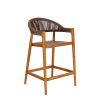 Ghế bar ngoài trời khung gỗ teak, dây rope nâu, thiết kế hiện đại