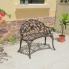 Ghế băng nhôm ngoài trời họa tiết hoa văn cổ điển, phù hợp sân vườn, công viên