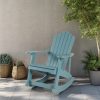 Ghế xích đu ngoài trời nhựa giả gỗ xanh lam kiểu Adirondack đặt sân vườn