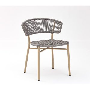 Ghế sân vườn khung nhôm dây rope màu xám hiện đại, phù hợp quán cafe ngoài trời