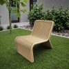 Ghế sân vườn nhựa giả mây màu vàng nhạt thiết kế hiện đại đặt ngoài trời