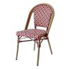 Ghế sân vườn nhôm đan dây nhựa giả mây màu đỏ trắng, kiểu Pháp hiện đại