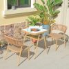 Bộ bàn ghế ngoài trời 3 món khung nhôm giả gỗ, dây rope, phù hợp ban công