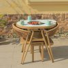 Bộ bàn ghế ngoài trời 3 món khung nhôm, mặt bàn có bếp nướng BBQ, thiết kế xếp gọn