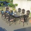 Bộ bàn ghế sân vườn nhôm đúc 8 ghế lưng hoa văn cổ điển, bàn chữ nhật lớn ngoài trời