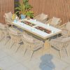 Bộ bàn ghế sân vườn nhôm đan dây rope 7 món, bàn dài tích hợp bếp nướng BBQ ngoài trời