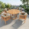 Bộ bàn ghế sân vườn gỗ teak dây rope 5 món ngoài trời, phối cảnh sân vườn đẹp