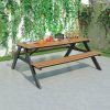 Bộ bàn ghế picnic ngoài trời khung nhôm mặt gỗ, phù hợp sân vườn hiện đại