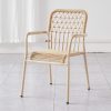 Ghế ngoài trời đan dây rope hiện đại, khung nhôm giả gỗ, phù hợp sân vườn quán cafe