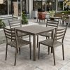 Bộ bàn ghế sân vườn nhôm 5 món hiện đại đặt ngoài trời, phù hợp quán cafe, sân vườn