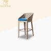 Ghế bar ngoài trời giả mây khung nhôm, nệm xanh dương hiện đại