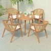 Bộ bàn ghế cafe sân vườn nhôm dây rope lưng tròn màu nâu, bàn tròn, có nệm ngồi