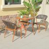 Bộ bàn ghế ngoài trời 3 món khung sắt giả gỗ, bàn tích hợp nướng BBQ, phù hợp ban công