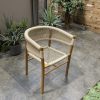 Ghế sân vườn khung gỗ teak đan dây rope hiện đại đặt ngoài trời, phù hợp sân vườn