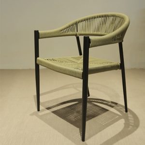 Ghế sân vườn khung nhôm đan dây rope hiện đại, góc nghiêng