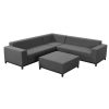 Bộ sofa góc chữ L ngoài trời khung nhôm, nệm xám hiện đại