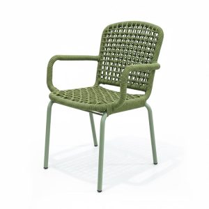 Ghế sân vườn khung nhôm dây rope xanh rêu hiện đại