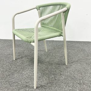 Ghế sân vườn nhôm dây rope xanh pastel hiện đại chụp góc nghiêng