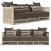 Bộ sofa sân vườn gỗ teak 3 chỗ ngồi, nệm nâu socola, phong cách hiện đại
