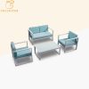 Bộ sofa sân vườn 4 món khung nhôm, nệm xanh ngọc hiện đại