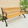 Ghế băng dài ngoài trời khung sắt sơn tĩnh điện, vân gỗ vàng nhạt, phù hợp sân vườn