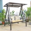 Xích đu ngoài trời 2 chỗ có mái che, nệm ngồi và gối tựa, khung sắt chắc chắn, phù hợp sân vườn ban công