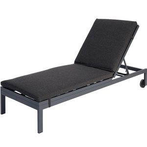 Ghế tắm nắng ngoài trời khung nhôm sơn tĩnh điện, nệm dày màu xám đậm hiện đại
