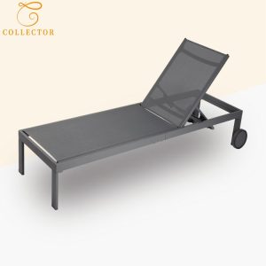Ghế tắm nắng ngoài trời khung nhôm sơn tĩnh điện màu đen, mặt lưới textilene