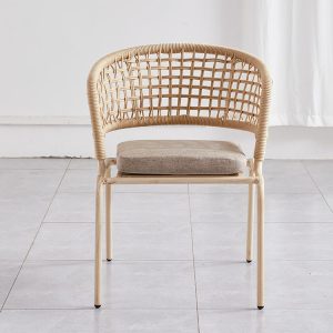Ghế ngoài trời mặt trước, đan dây thủ công, nệm ngồi êm ái