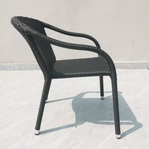 Ghế cafe ngoài trời nhôm đan dây nhựa, nhìn ngang sang trọng