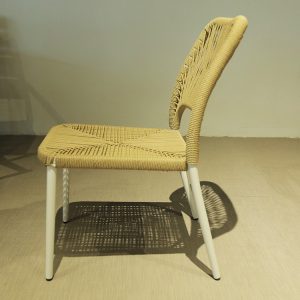 Ghế ngoài trời đan dây nhìn ngang, khung nhôm sơn trắng