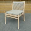Ghế gỗ teak đan dây rope, nệm dày, phong cách hiện đại cho sân vườn