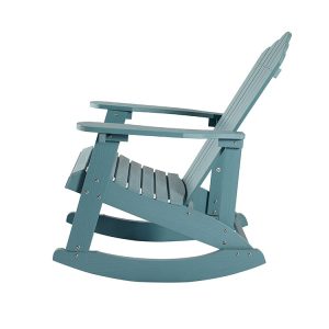 Ghế bập bênh ngoài trời nhựa giả gỗ xanh lam nhìn ngang