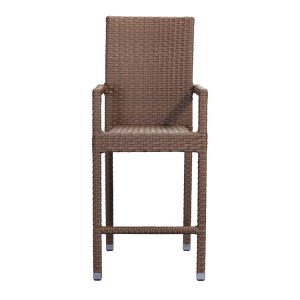 Ghế bar nhựa giả mây nhìn trực diện, phù hợp quán cafe ngoài trời