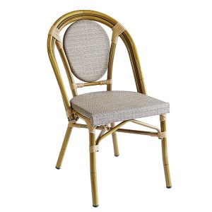 Ghế sân vườn ngoài trời khung nhôm giả tre, nệm dày sang trọng