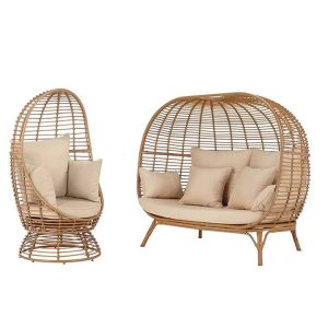 Bộ ghế lồng trứng ngoài trời gồm ghế đơn và ghế đôi, phong cách hiện đại