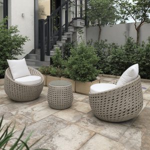 Bộ ghế giả mây ngoài trời 2 ghế 1 bàn, phù hợp sân vườn biệt thự
