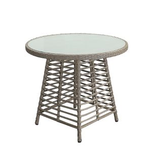 Bàn tròn sân vườn giả mây mặt kính cường lực sang trọng