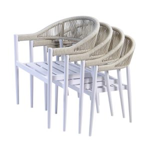 Ghế sân vườn khung nhôm đan dây rope xếp chồng tiện lợi