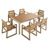 Bộ bàn ghế ngoài trời 6 ghế 1 bàn chữ nhật, phù hợp quán cafe, sân vườn