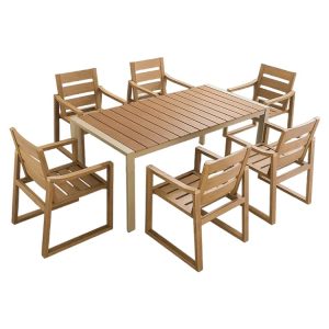 Bộ bàn ghế ngoài trời 6 ghế 1 bàn chữ nhật, phù hợp quán cafe, sân vườn