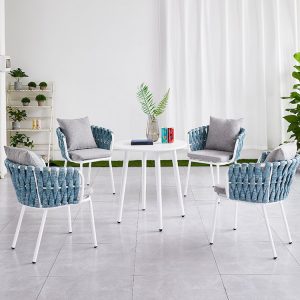 Bộ bàn ghế ngoài trời 4 ghế 1 bàn, dây đan tay chắc chắn, phù hợp sân vườn, ban công