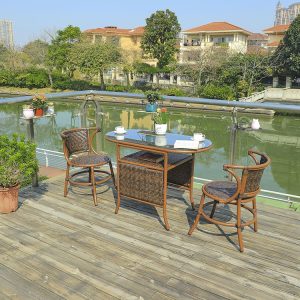 Bộ bàn ghế sân vườn 2 ghế 1 bàn, chất liệu giả mây, phù hợp ban công, sân thượng