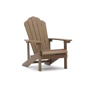 Ghế đơn Adirondack nhựa giả gỗ màu nâu nhạt, phù hợp sân vườn, ban công