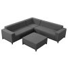 Sofa sân vườn góc L chất liệu nhôm, vải ngoài trời màu xám