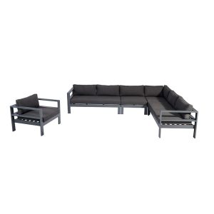 Bộ sofa ngoài trời khung nhôm sơn tĩnh điện, kiểu dáng chữ L rộng rãi