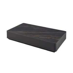 Bàn trà chữ nhật mặt giả đá marble đen sang trọng cho sân vườn