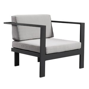 Ghế đơn sofa sân vườn khung nhôm, nệm dày màu xám