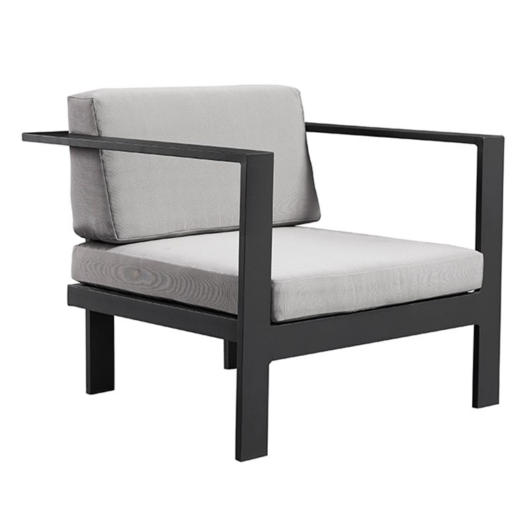 Ghế đơn sofa sân vườn khung nhôm, nệm dày màu xám
