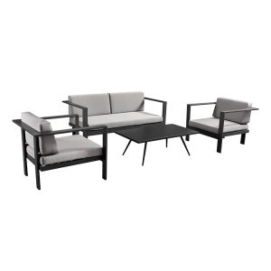 Bộ bàn ghế sofa ngoài trời 4 chỗ khung nhôm, phong cách tối giản